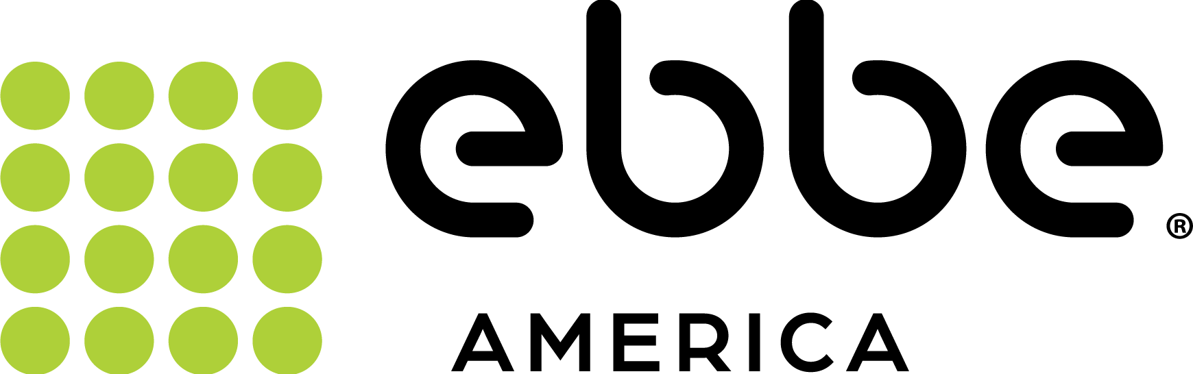 Ebbe New Logo Horizontal - Green Dots - Black Text - White Background - PNG
